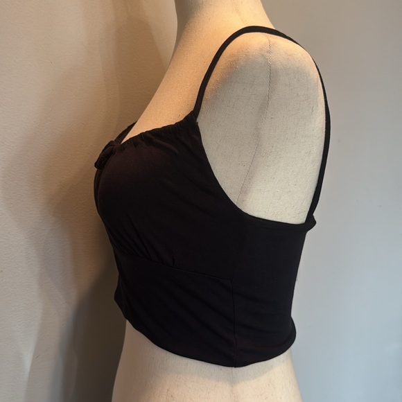 Cotton on Black Spaghetti Cami Strap Crop Top NWT S - Picture 6 of 12